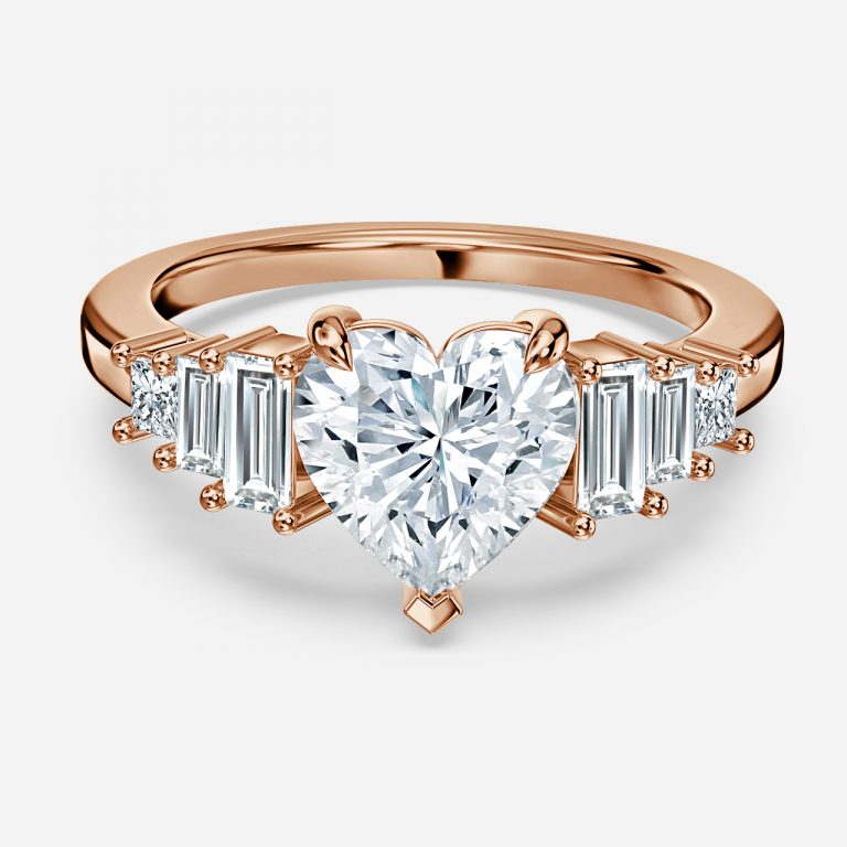 Fabiola Heart Three Stone Moissanite Engagement Ring