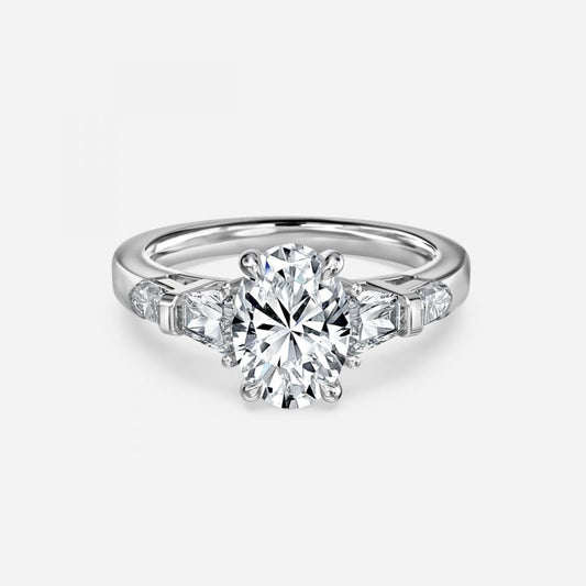 Maida Oval Three Stone Moissanite Engagement Ring