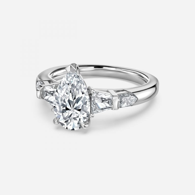1.50ct Maida Pear Three Stone Moissanite Engagement Ring in 925 Sterling Silver