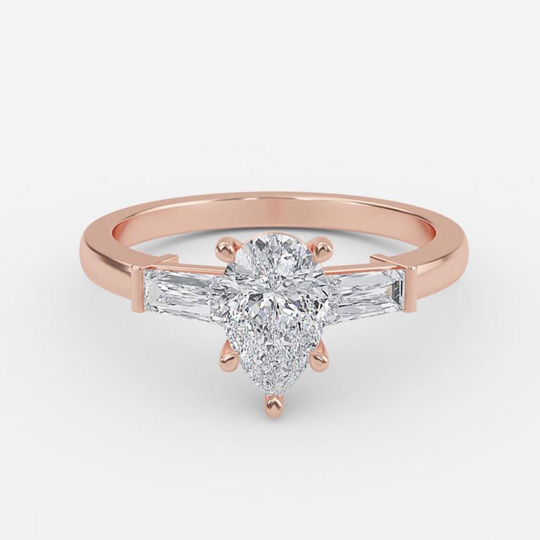 Lucinda Pear Three Stone Moissanite Engagement Ring