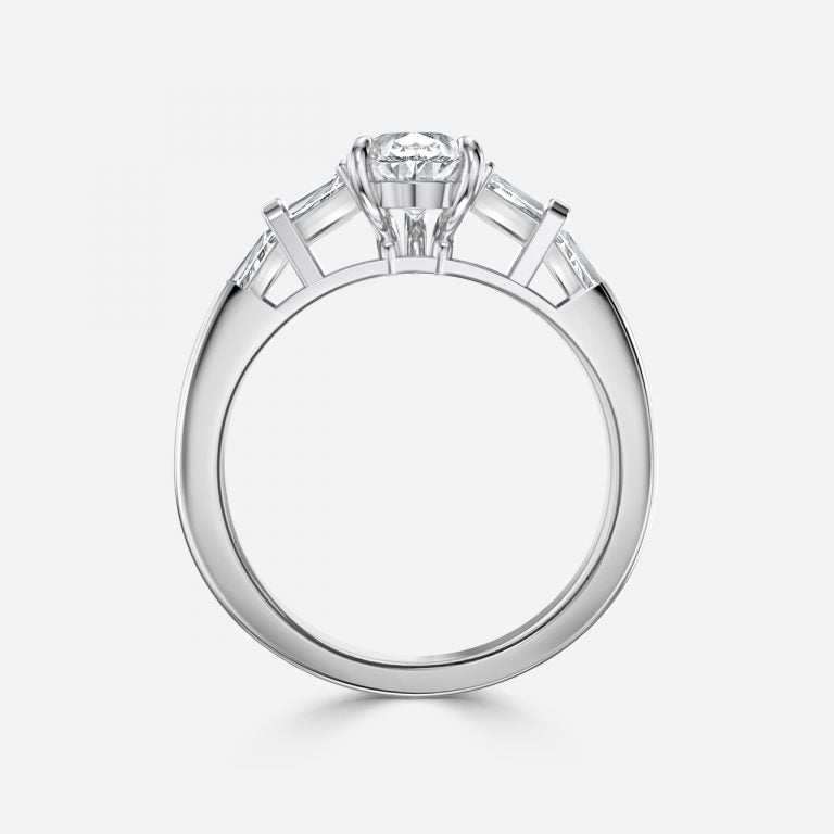 1.50ct Maida Pear Three Stone Moissanite Engagement Ring in 925 Sterling Silver