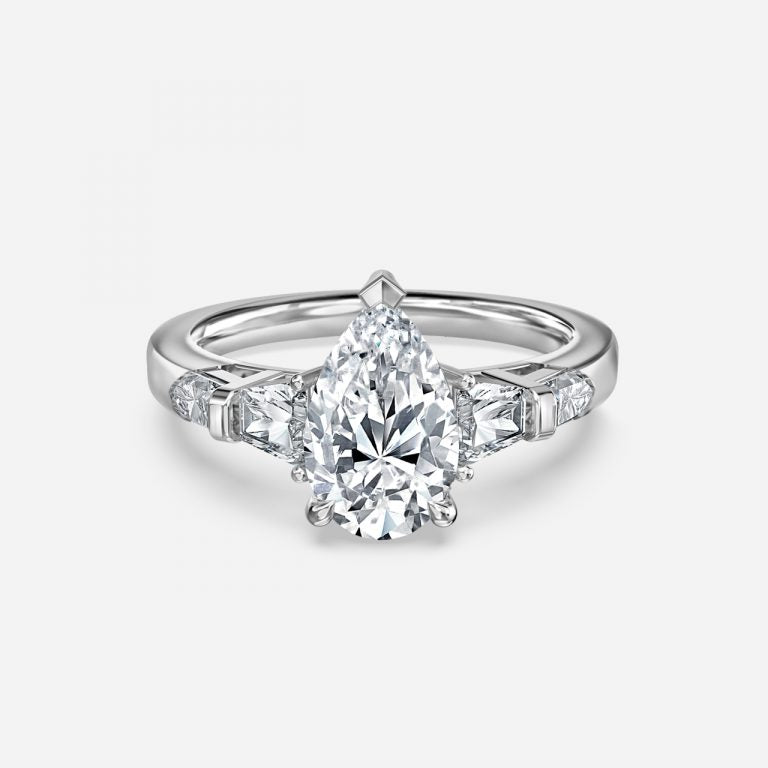 1.50ct Maida Pear Three Stone Moissanite Engagement Ring in 925 Sterling Silver