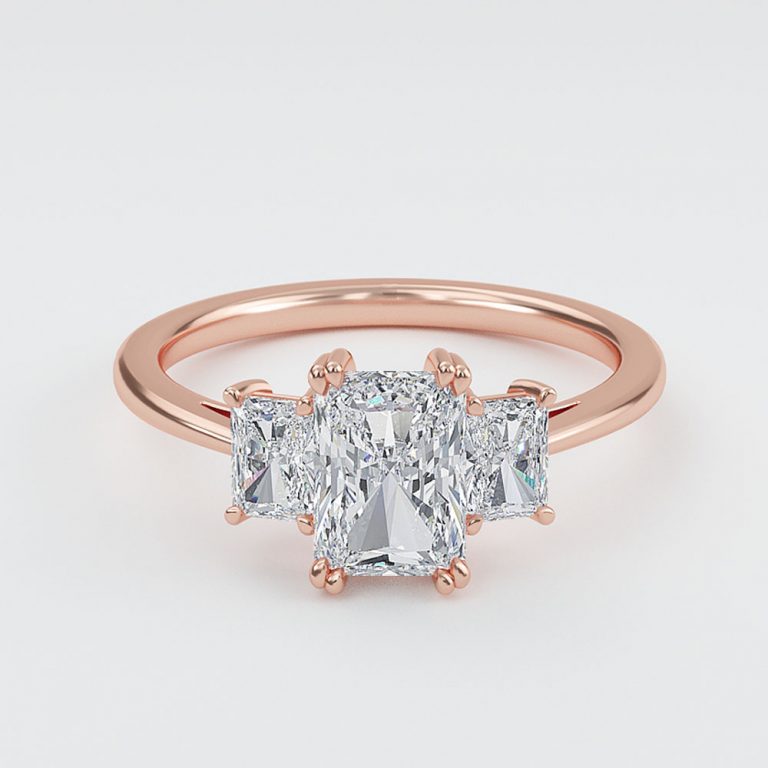 Ika Radiant Three Stone Moissanite Engagement Ring