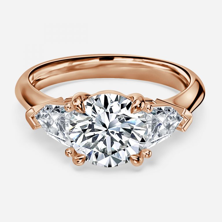 Eri Round Three Stone Moissanite Engagement Ring