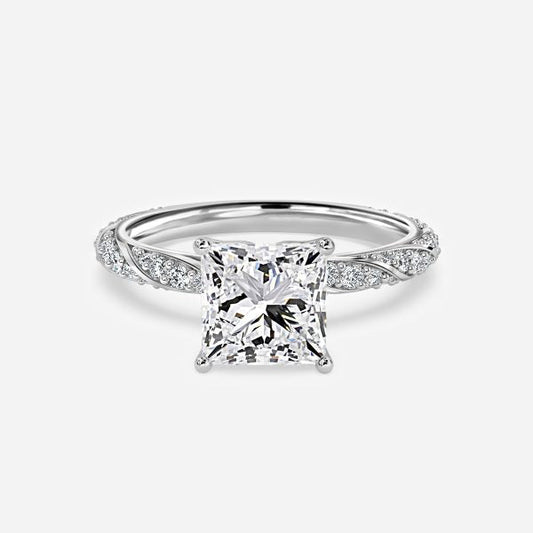 Wan Princess Diamond Band Moissanite Engagement Ring