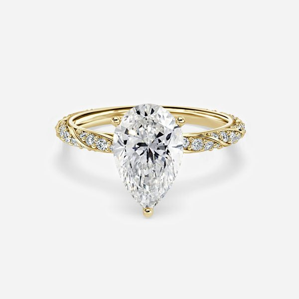 Wan Pear Diamond Band Moissanite Engagement Ring
