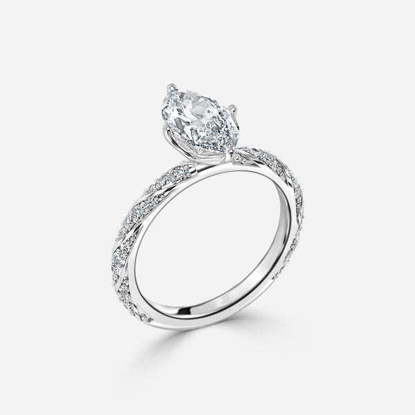 Wan Marquise Diamond Band Moissanite Engagement Ring