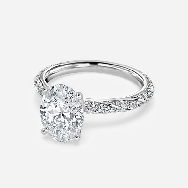 Wan Oval Diamond Band Moissanite Engagement Ring