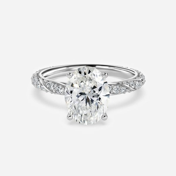 Wan Oval Diamond Band Moissanite Engagement Ring