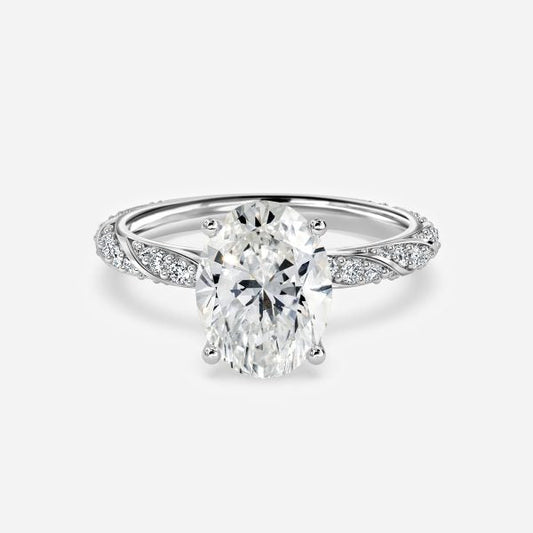 Wan Oval Diamond Band Moissanite Engagement Ring