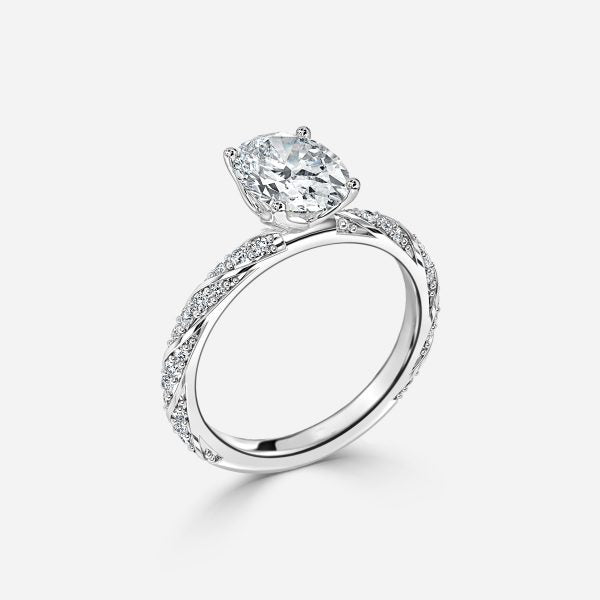 Wan Oval Diamond Band Moissanite Engagement Ring