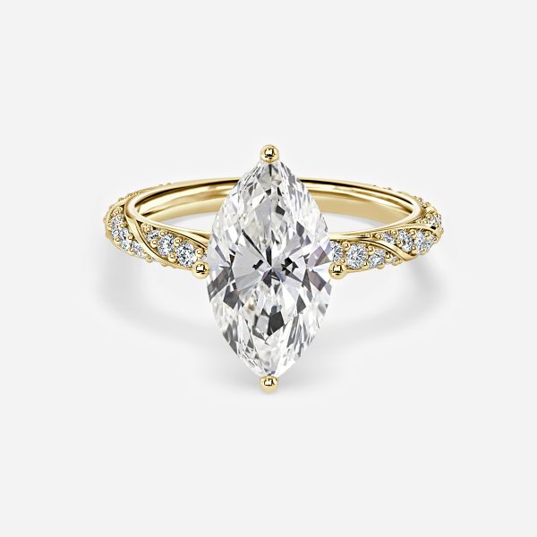 Wan Marquise Diamond Band Moissanite Engagement Ring