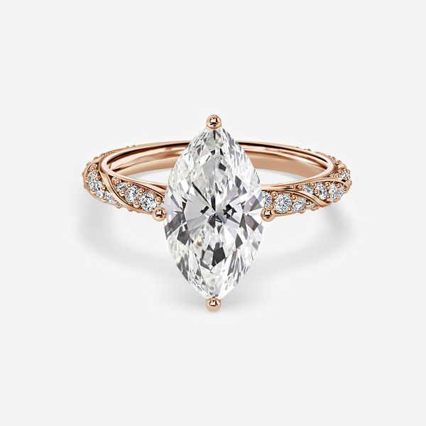 Wan Marquise Diamond Band Moissanite Engagement Ring
