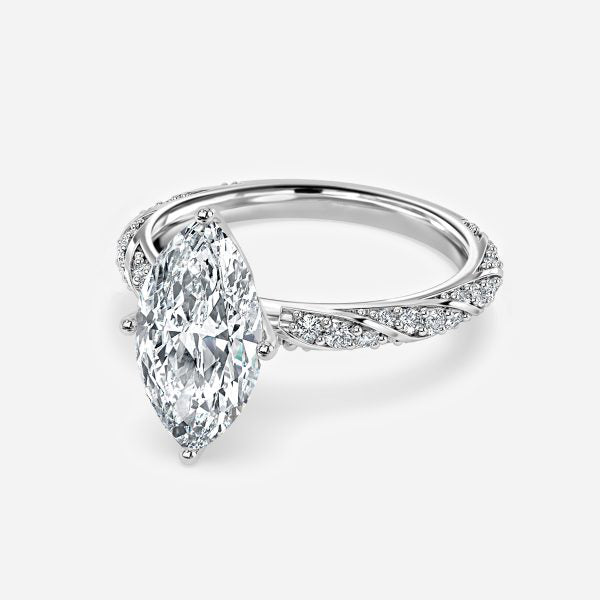 Wan Marquise Diamond Band Moissanite Engagement Ring