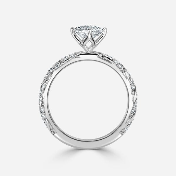 Wan Marquise Diamond Band Moissanite Engagement Ring