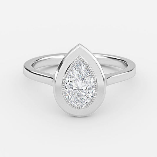 Amelie Pear Bezel Moissanite Engagement Ring