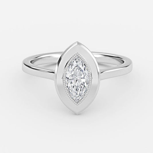 Amelie Marquise Bezel Moissanite Engagement Ring