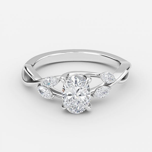 Calista Oval Unique Moissanite Engagement Ring
