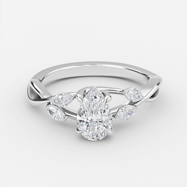Calista Pear Unique Moissanite Engagement Ring