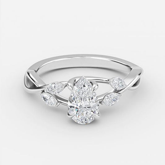Calista Pear Unique Moissanite Engagement Ring
