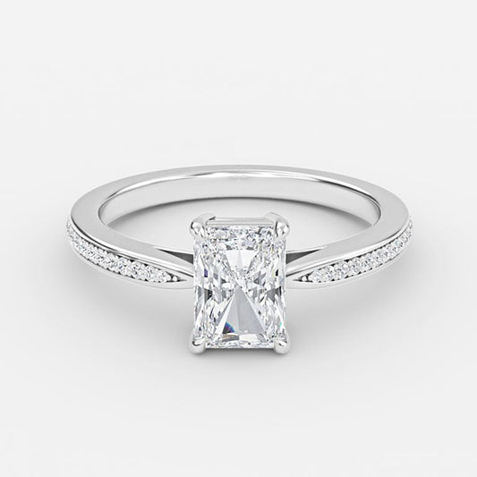 Isolde Radiant Diamond Band Moissanite Engagement Ring