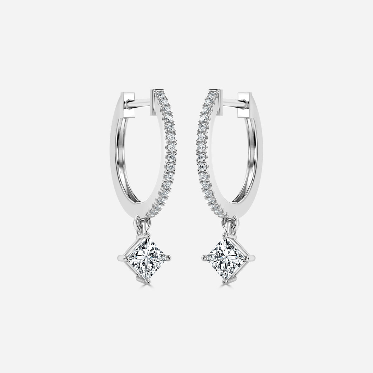 Sia Princess Moissanite Hoop Earrings