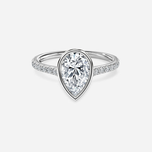 Arabella Pear Diamond Band Moissanite Engagement Ring