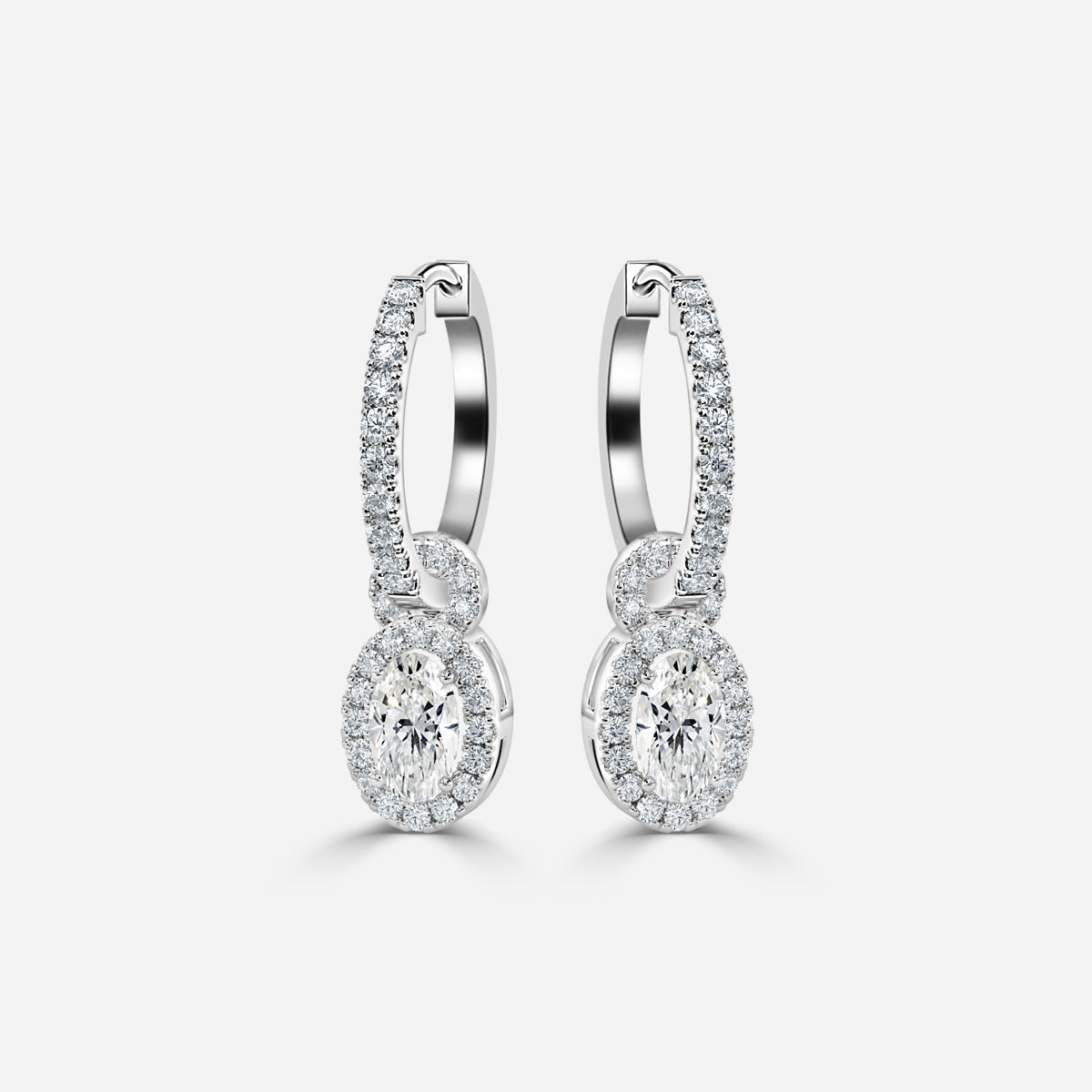 Oval Moissanite Halo and Drops Earring