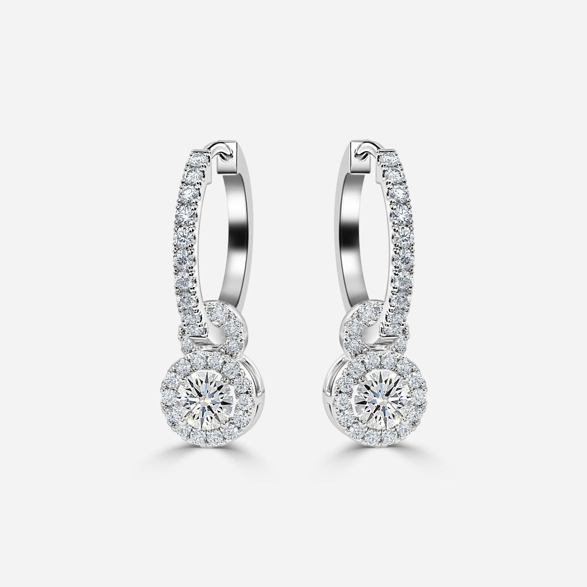 Round Moissanite Halo and Drops Earring