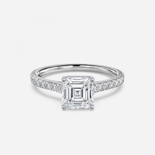 Tamsin Asscher Hidden Halo Moissanite Engagement Ring
