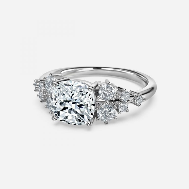 Kassidy Cushion Cluster Moissanite Engagement Ring