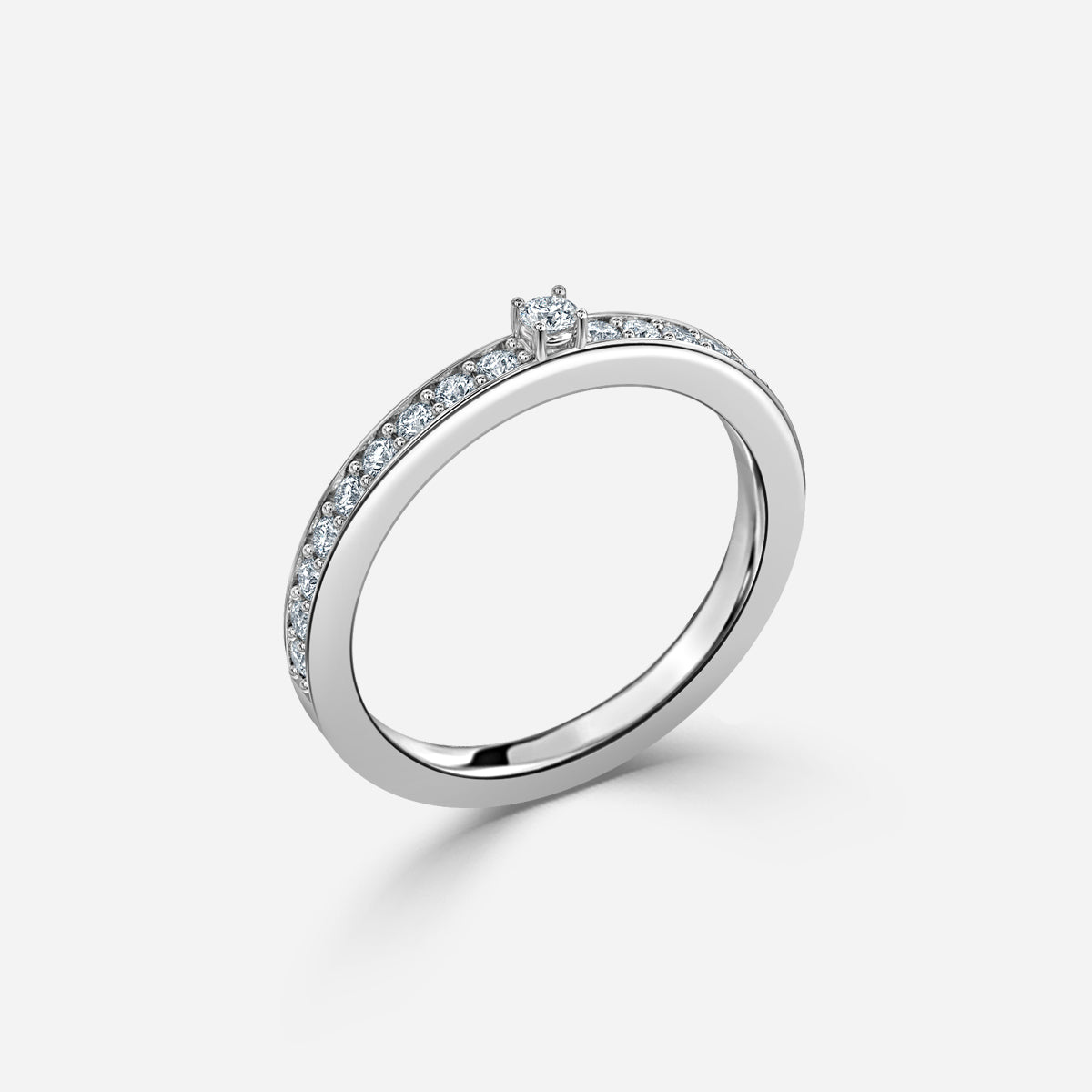 Channel Set Round Moissanite Wedding Ring