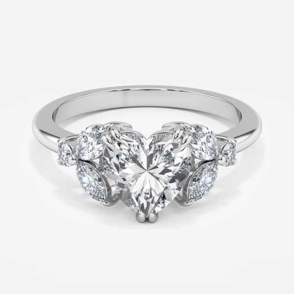 Zephyr Heart Three Stone Moissanite Engagement Ring
