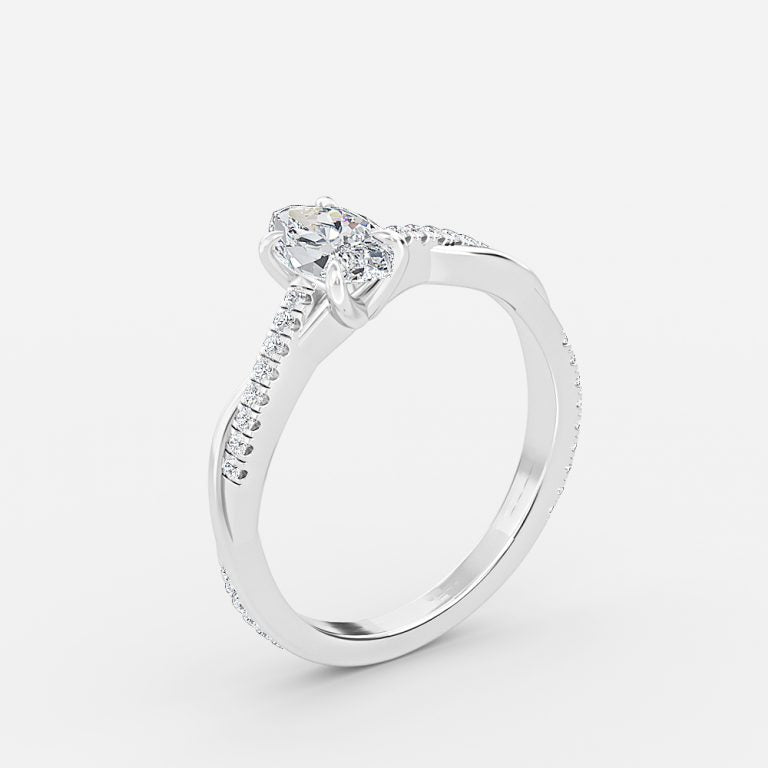 Tatiana Marquise Diamond Band Moissanite Engagement Ring