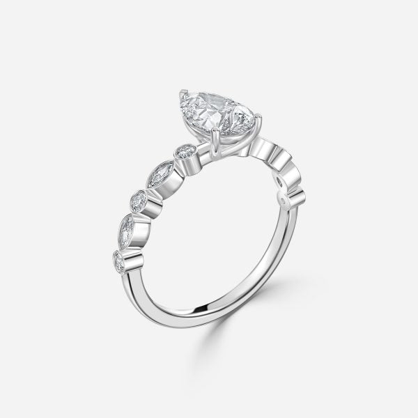 Pailin Pear Diamond Unique Moissanite Engagement Ring
