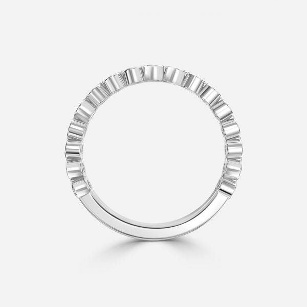 Round Brilliant Bezel Set Moissanite Stackable Ring