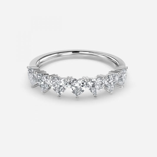 7 Stone Heart Moissanite Anniversary Band