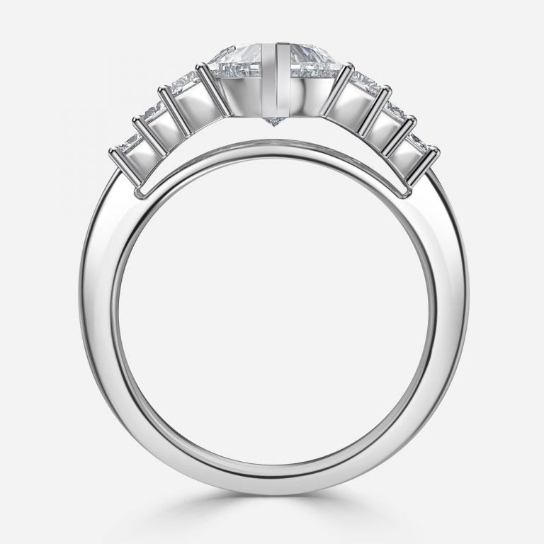 Fabiola Heart Three Stone Moissanite Engagement Ring