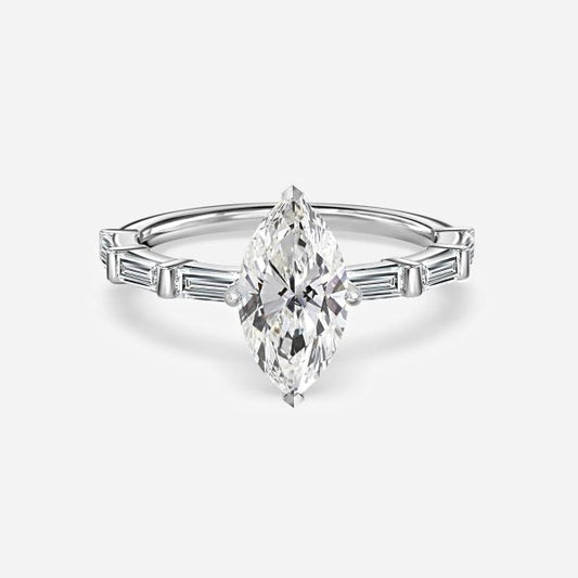 Lark Marquise Diamond Band Moissanite Engagement Ring