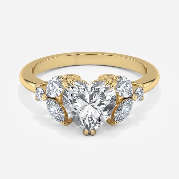 Zephyr Heart Three Stone Moissanite Engagement Ring